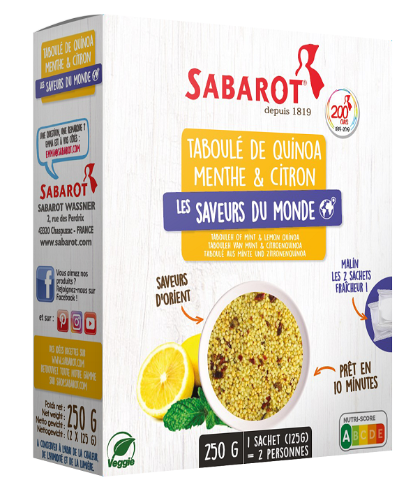 Mélange taboulé de quinoa, menthe et citron de Sabarot