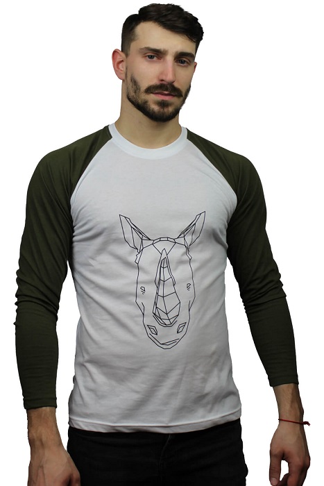 T-shirt-Manche-Longue-Rhinocéros-Kaki-Face