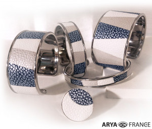 Ensemble en marqueterie cuir-bracelets jonc & bague-photo arya-france (1)