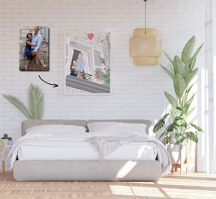 Poster Frame Mockup interior in a bedroom