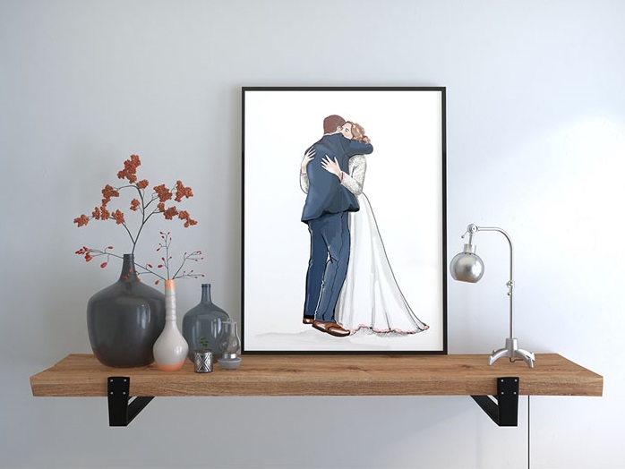 HFF, CAROLE, Illustration digitale, Portrait de mariage, 2 Pers., 30 x 42 cm (A3), 340€