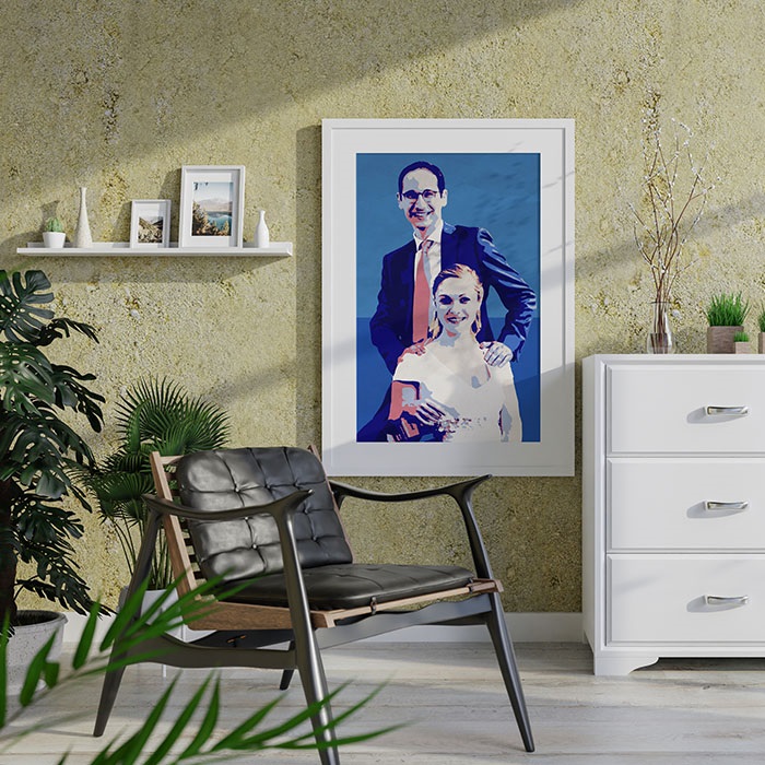 HFF, OLIVIER, Illustration digitale, portrait de mariage, 2 Pers., 30 x 40 cm, 490€, mockup