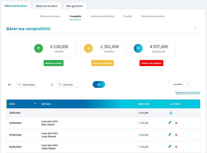 prélèvement loyer par colocataire