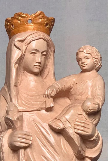 Cathedrales-art-chretien-Statue-Notre-Dame-de-Paris-Vierge-Marie-ancienne-37cm-bois-teinte-qualite-s