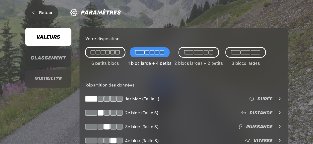 Ecran d'entraînement Kinomap